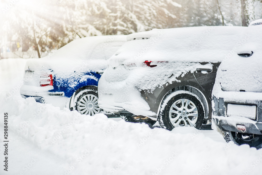 Winter calamity concept. Cars covered with snow detail. Winter calamity concept. Cars covered with snow detail.