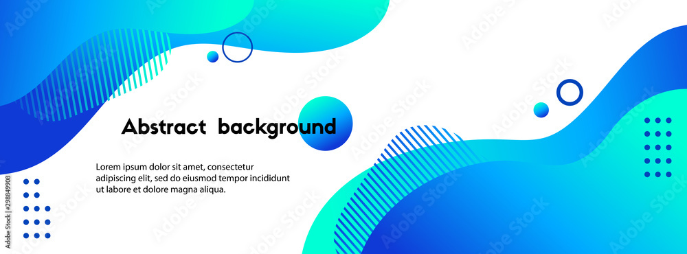Liquid abstract background. Blue fluid vector banner template for social media, web sites. Wavy shapes