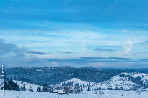 amazing winter mountain view. fir trees covered with snow. beautiful winter landscape © ver0nicka