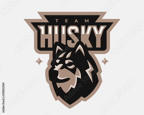 Husky modern logo. Dog template design emblem for a sport and eSport team.