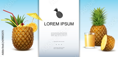 Realistic Tropical Pineapple Template