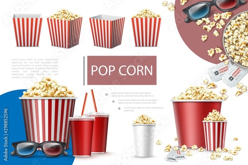 Realistic Popcorn Elements Composition