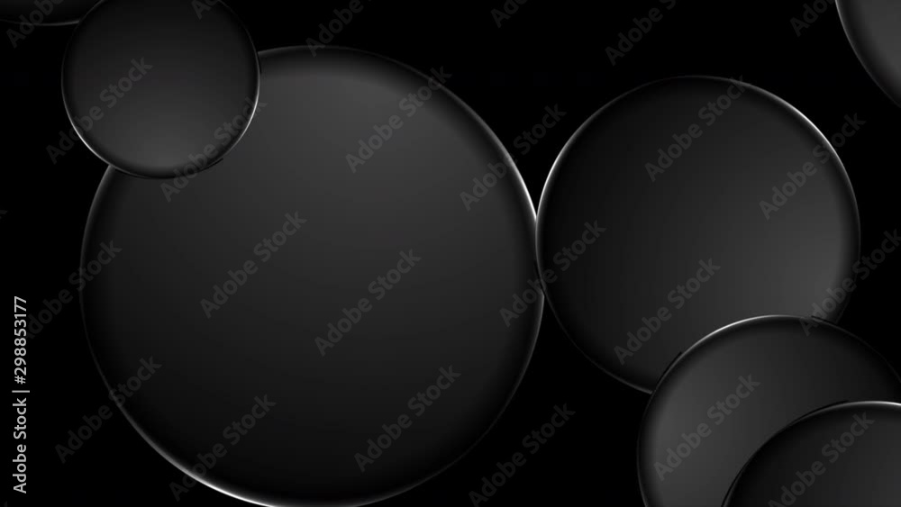 Black tech circles with white glowing neon light abstract background