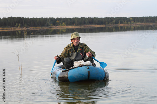 Hunter in a boat