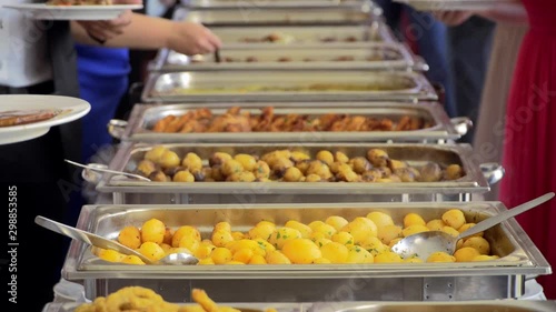 Buffet the food is beautifully on the table
