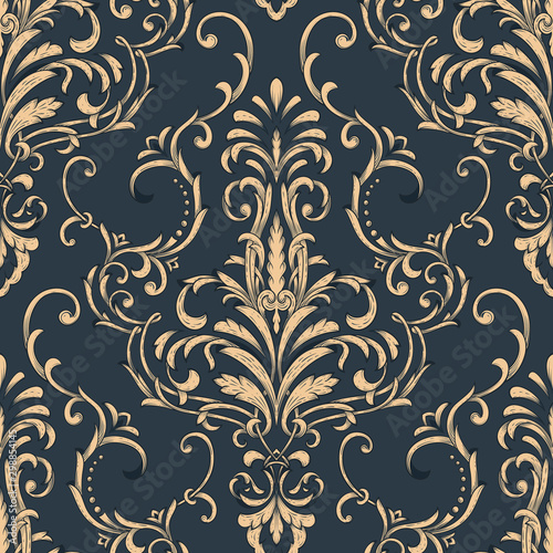 Vector damask seamless pattern element. Classical luxury old fashioned damask ornament, royal victorian seamless texture for wallpapers, textile, wrapping. Exquisite floral baroque template.
