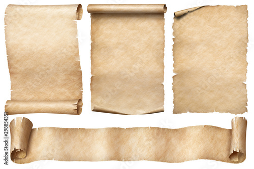 Old paper scrolls set isola...