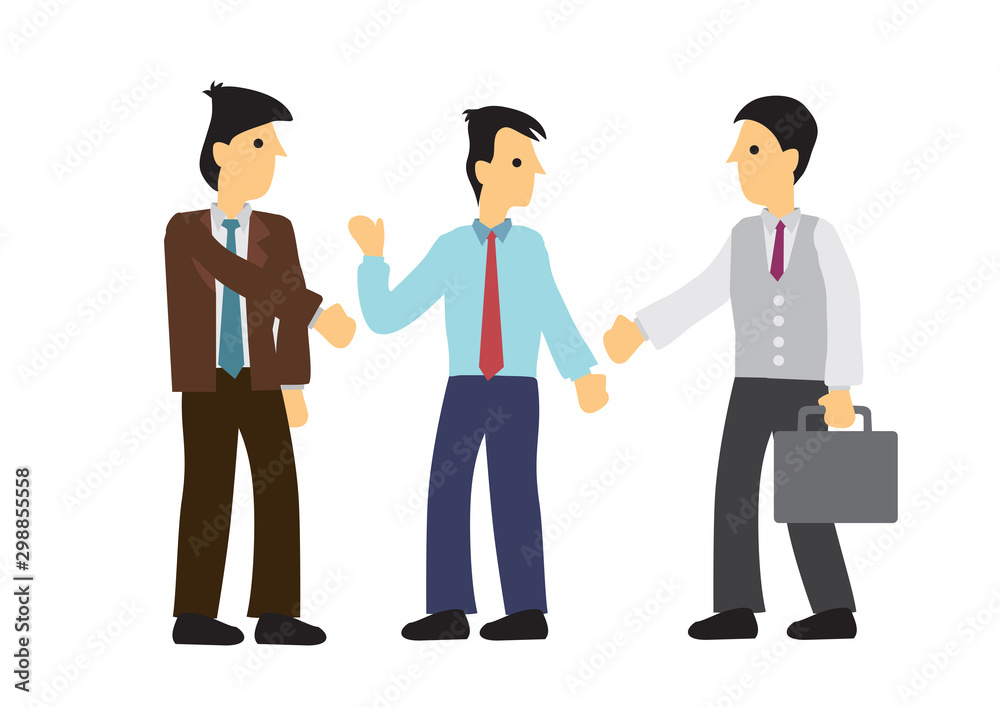Businessman introduce his business friends. Concept of networking, cooperation or collaboration.