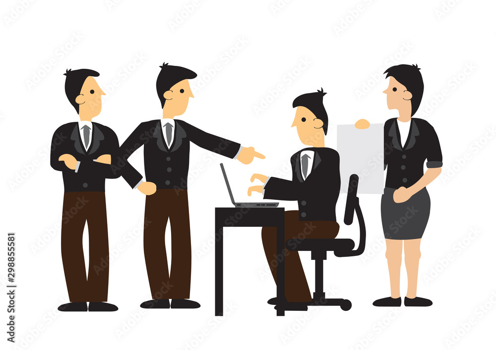 Group of businessman working in a team. Concept of corporate teamwork, startup culture, strategic planning and office workplace culture.