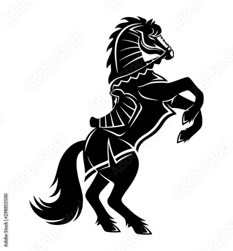 Black horse sign on a white background. © Lenan