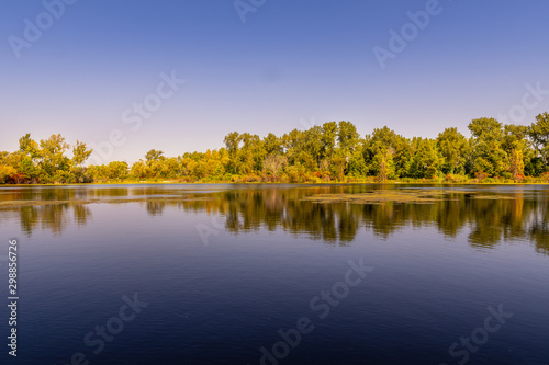 Panoramic landscape of shoreline at Lake Superior Saginaw, Michigan