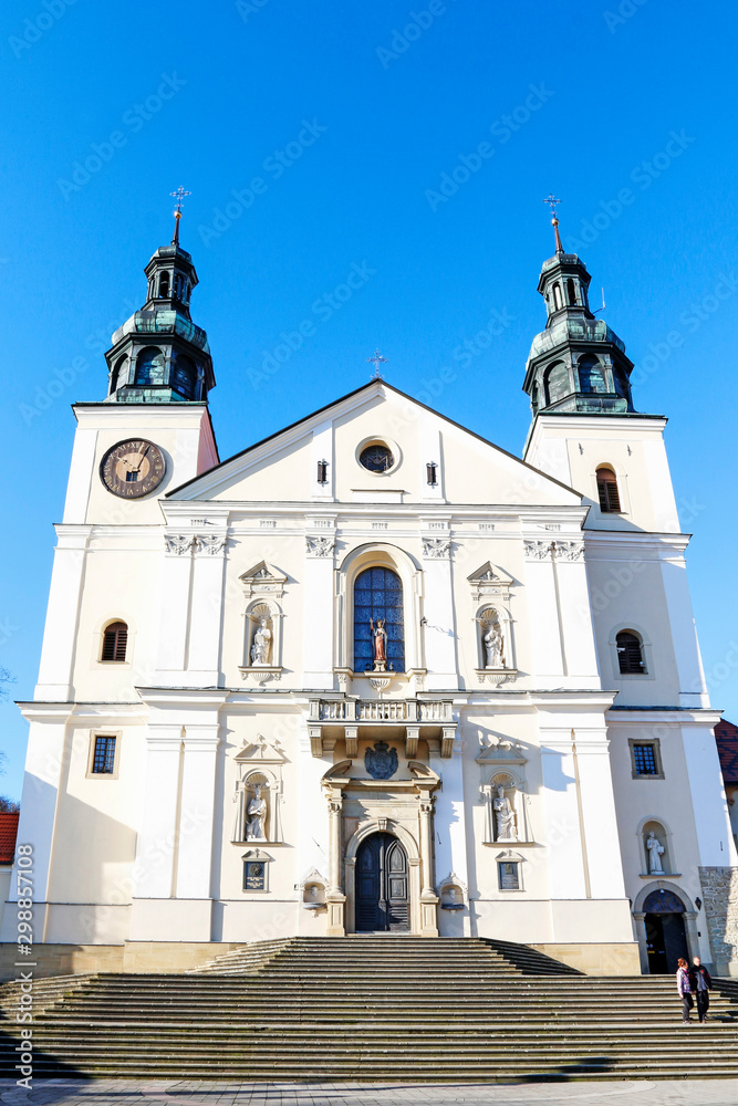 KALWARIA-ZEBRZYDOWSKA, POLAND - OCTOBER 09, 2019: Basilica, architectural and park landscape complex