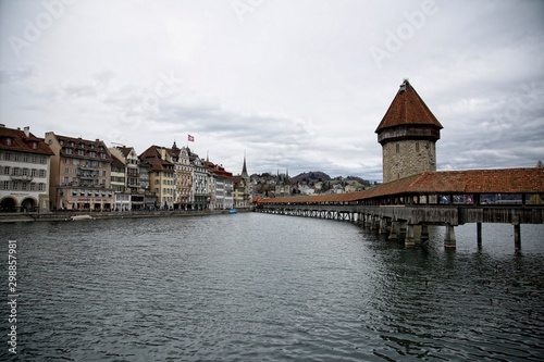 The beautiful wooden bridge of Lucerne. Switzerland © unai
