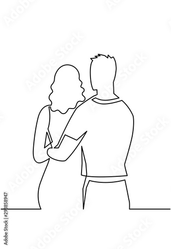 Continuous line drawing of romantic couple hug. Single one line art of  young happy couple embracing 5426837 Vector Art at Vecteezy