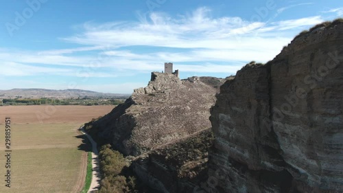 Aerial view of Ruins of abandoned European castle