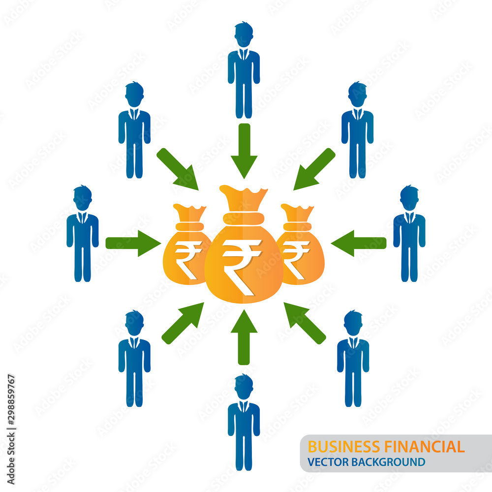 Crowd funding concept with Indian Rupee, Financial concept background, Crowd Funding Money. vector illustration Crowd funding concept with Indian Rupee, Financial concept background, Crowd Funding Money. vector illustration