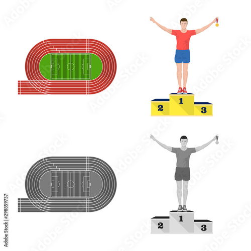 Vector illustration of sport and winner symbol. Set of sport and fitness stock symbol for web.