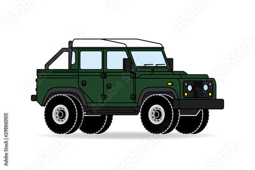 Britischer Pickup Schrägansicht grün 4x4 Silhouette