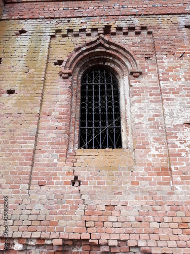 Destroyed old brick building of a castle or fortress.