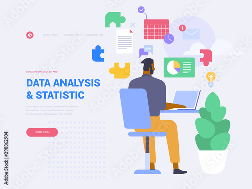 Data analytics landing page vector template © Ico Maker
