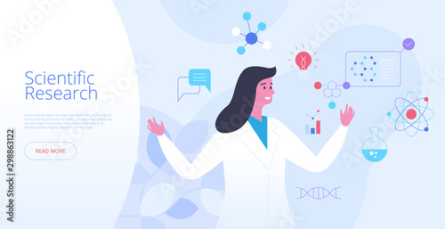 Scientific research landing page vector template