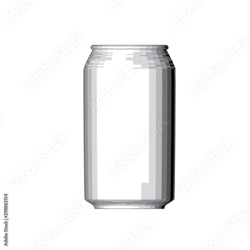 Polygonal can of lemonade, beer, drink, soda. Black and white shades. Flat style.