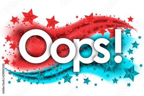 oops word in stars colored background
