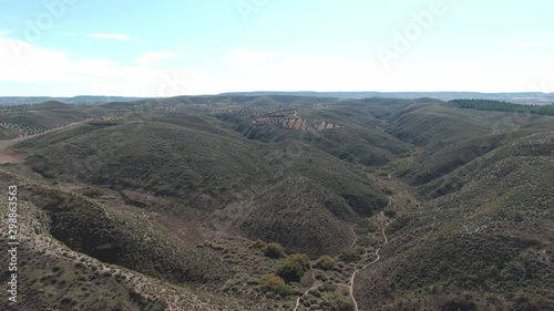 Aerial view of Ruins of abandoned European castle