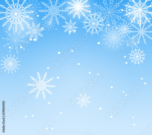 Christmas snowflakes background. Winter blue background. Vector Illustration.