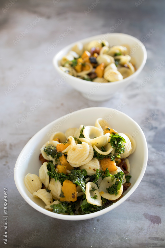 Orecchiette Pasta with Bacon, Kale and Squash Orecchiette Pasta with Bacon, Kale and Squash