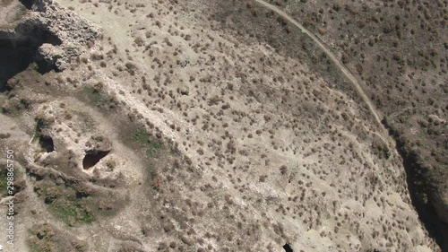 Aerial view of Ruins of abandoned European castle
