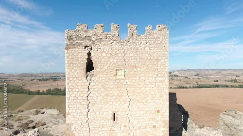 Aerial view of Ruins of abandoned European castle