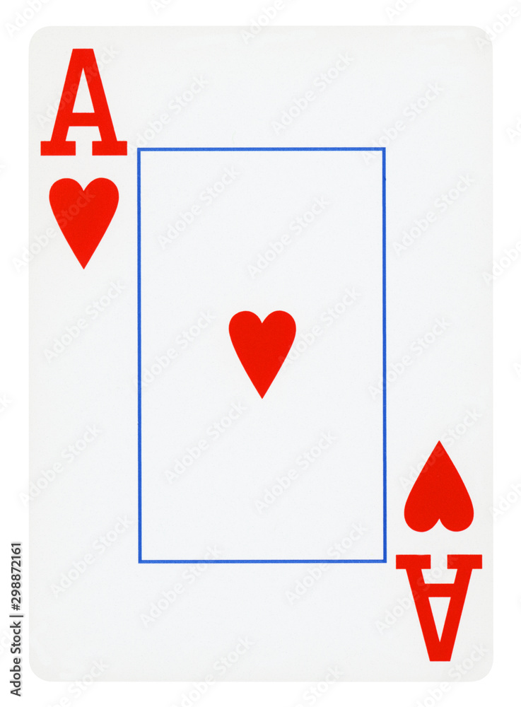 Obraz premium Ace of Hearts isolated on white (clipping path included)