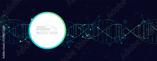 Science template, abstract background with a 3D DNA molecules. Vector illustration.