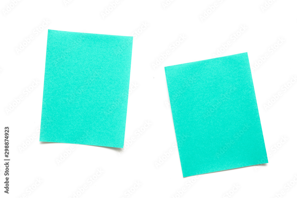 Empty paper sheet with blue-green texture and on white background surface. Copy space for add text or art work designs. Empty paper sheet with blue-green texture and on white background surface. Copy space for add text or art work designs.