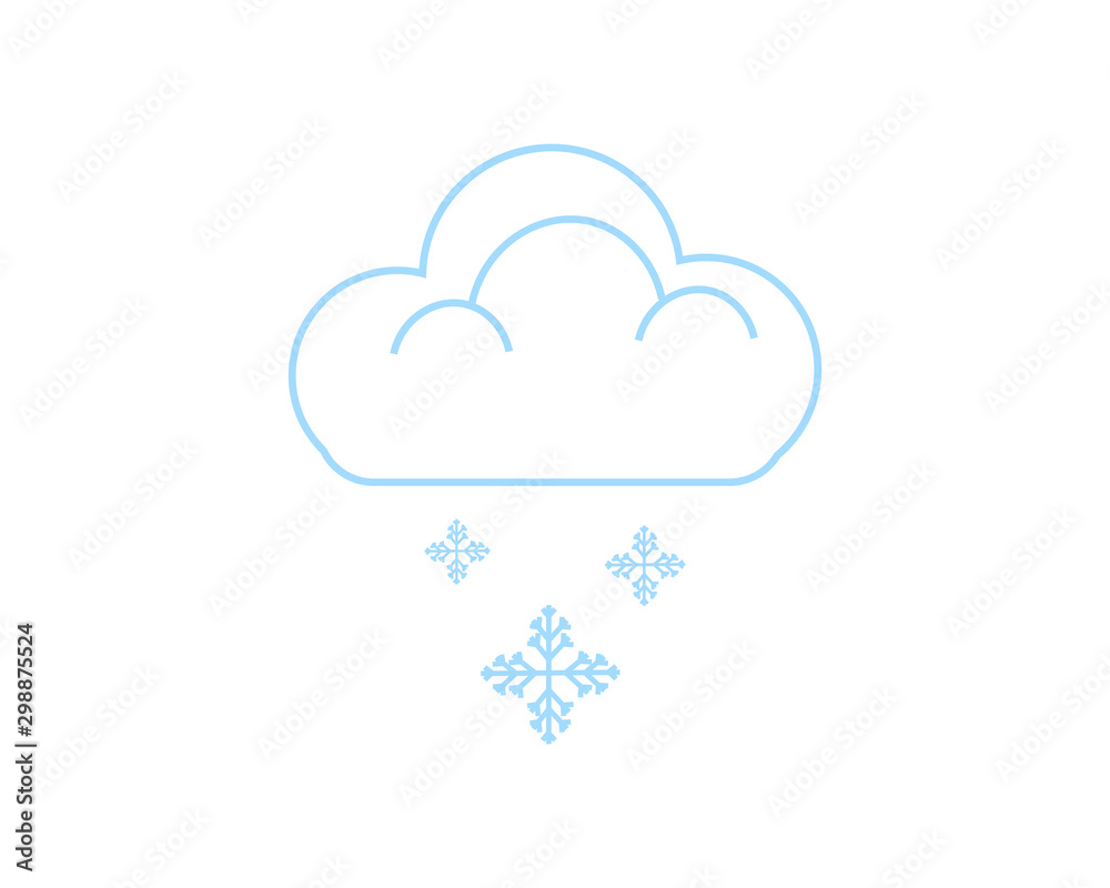 simple icon vector with cloud shape with snow