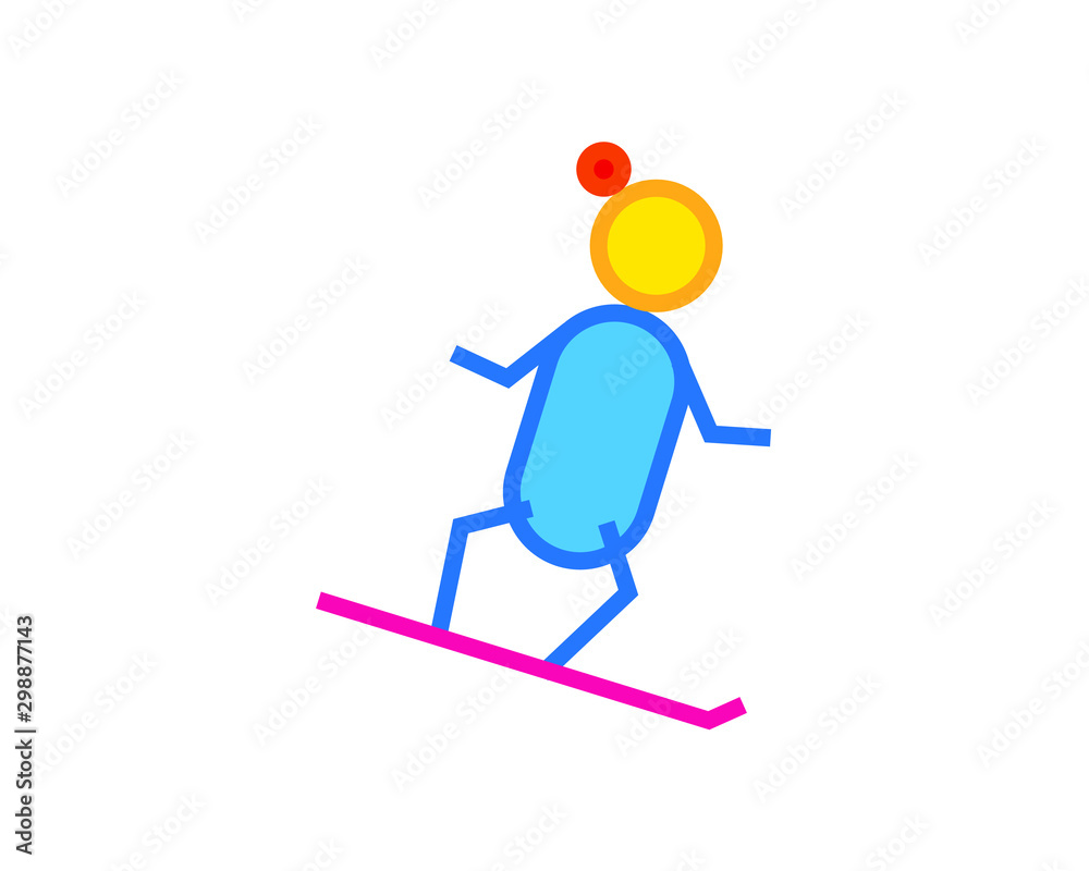 simple icon vector with shape of man snowboarding