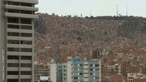 Poor hill suburbs view from downtown La Paz, Bolivia
