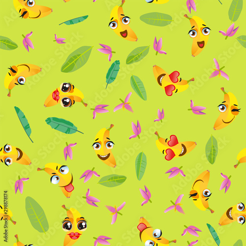 Cute seamless pattern with cartoon emoji fruits © Andreichenko