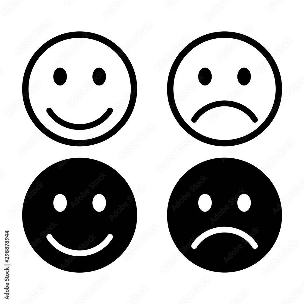Smile icons. Happy face symbols. Flat style. Vector illustration. Smile icons. Happy face symbols. Flat style. Vector illustration.