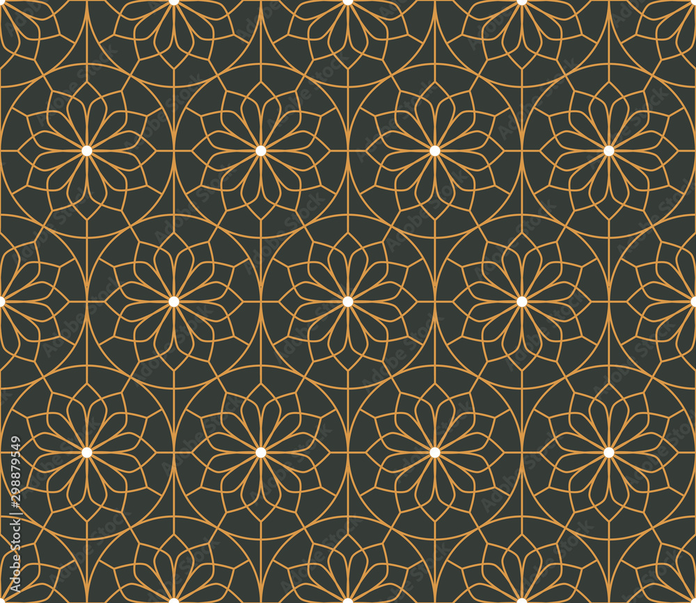 Vector ornamental seamless pattern. Gold and blue background and wallpaper in Arabic style. Geometric pattern. illustration for your design. ь Vector ornamental seamless pattern. Gold and blue background and wallpaper in Arabic style. Geometric pattern. illustration for your design. ь