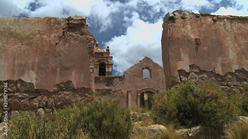 Historical ancient ruined catholic church in Bolivia
