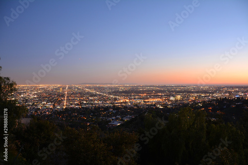 Quadro su tela Los Angeles city lights after sunset.