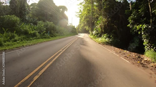 Driving Straight Down Rural Hawaiian Road in Afternoon
