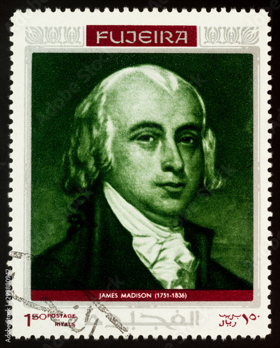 James Madison, fourth President of USA on postage stamp photo