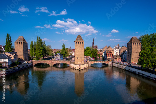 Medieval bridge Ponts Couverts. Strasbourg, Alsace, France