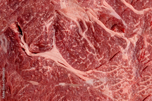 fresh raw beef steak marbled meat texture close up background