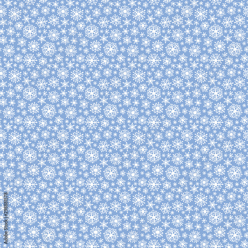 Christmas seamless doodle pattern with snowflakes