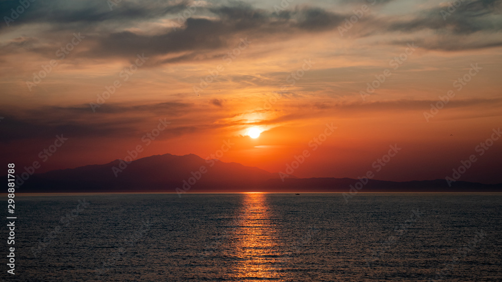 beautiful sunset at Aegean sea