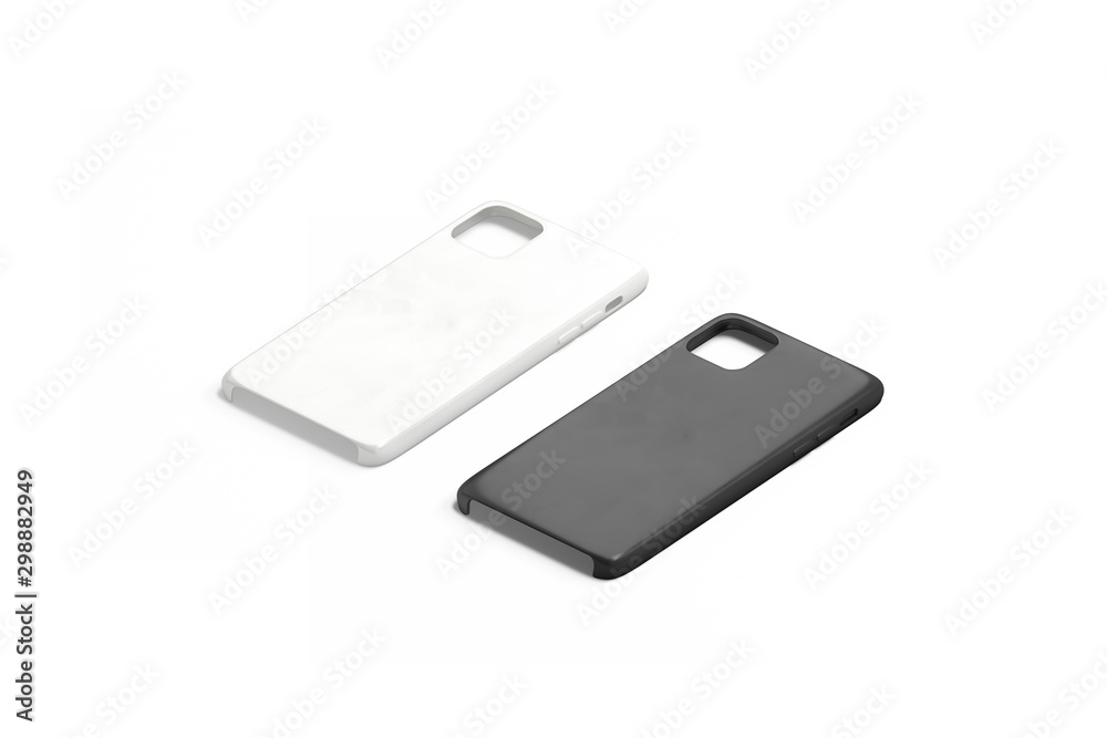 Blank black and white phone case mock up set, isolated Blank black and white phone case mock up set, isolated